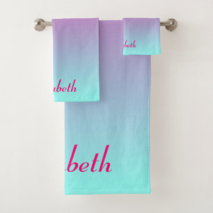 Rosa und Blau Ombre Delight Badhandtuch Set