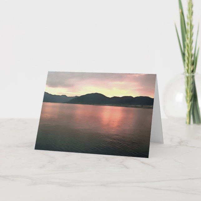 Rosa und blau Ombre Sunset Reflections Landschaft Karte (Vorderseite)