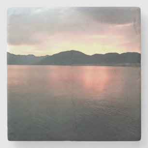 Rosa und blau Ombre Sunset Reflections Landschaft Steinuntersetzer