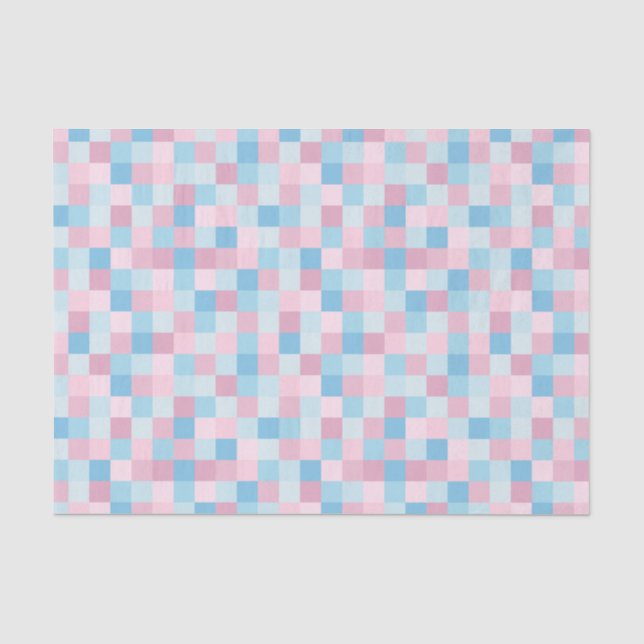 Rosa und Blau quadriert Seidenpapier (Vorderseite)
