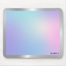 Rosa und blau, silbergrauer Akzent Mousepad