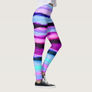 Rosa und blaue Abstrakte Streifen Leggings