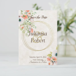 Rosa und blaue Aquarellblütenblüte Save the Date i Einladung