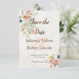 Rosa und blaue Aquarellblütenblüte Save the Date i Einladung