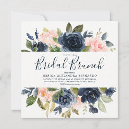 Rosa und blaue Aquarellfarben Blume Brautparty Einladung
