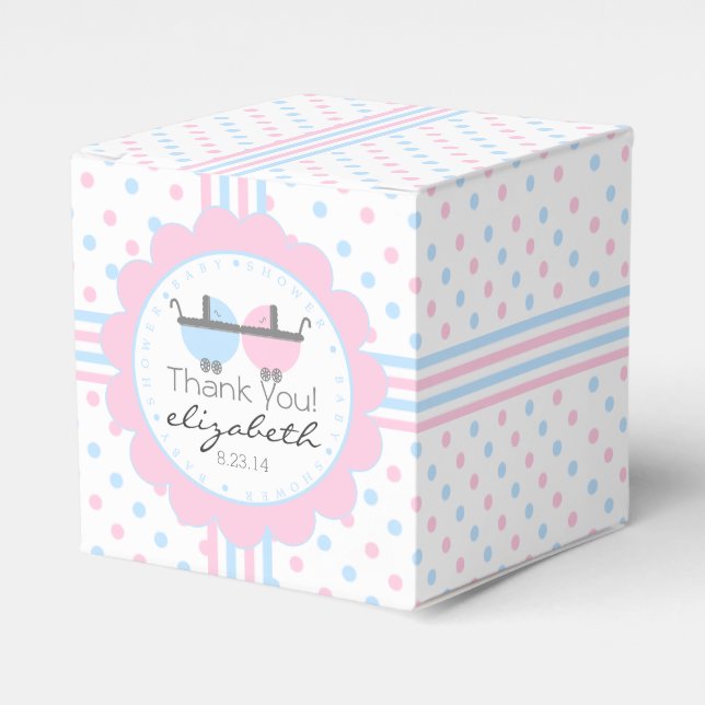 Rosa und blaue Babydusche Geschenkschachtel (Vorderseite)