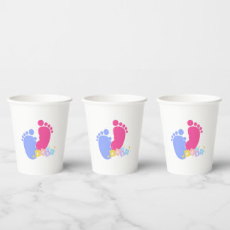 Rosa und blaue Babyfußabdrücke Pappbecher