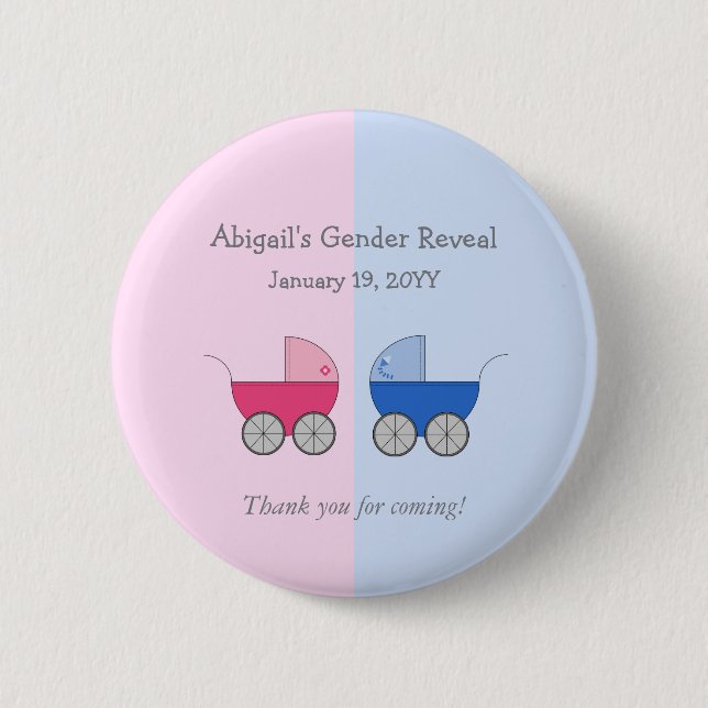 Rosa und blaue Babytragen Geschlecht offenbaren Du Button (Vorderseite)