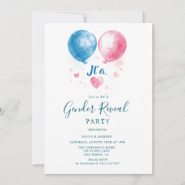 Rosa und blaue Ballons Gender Reveal Party Einladung