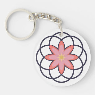 rosa und blaue Blume-Design Acryl Schlüsselanhänger