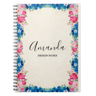 Rosa und blaue Blume Extravagant Notizblock