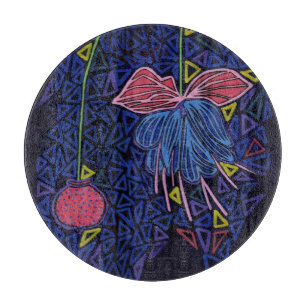 Rosa und blaue Blume Schneidebrett