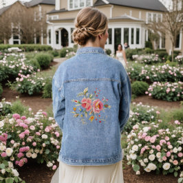 Rosa und blaue Blumen Blumen Jeansjacke