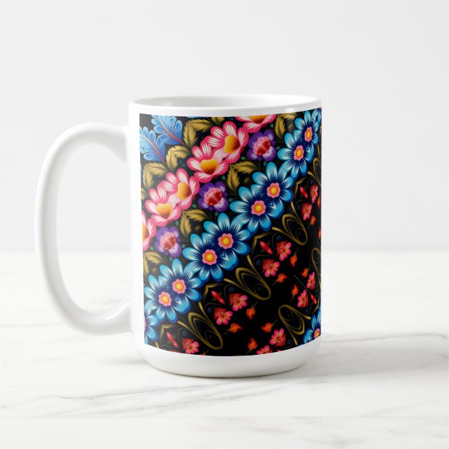 Rosa und blaue Blumen Kaffeetasse (Links)