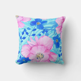 Rosa und blaue Blumen Kissen