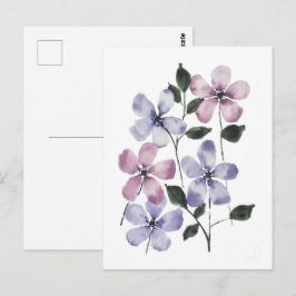 Rosa und blaue Blumen Postkarte