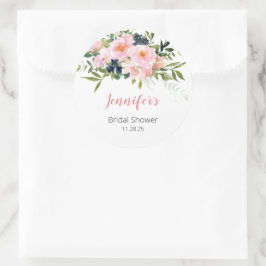 Rosa und blaue Blumen Runder Aufkleber