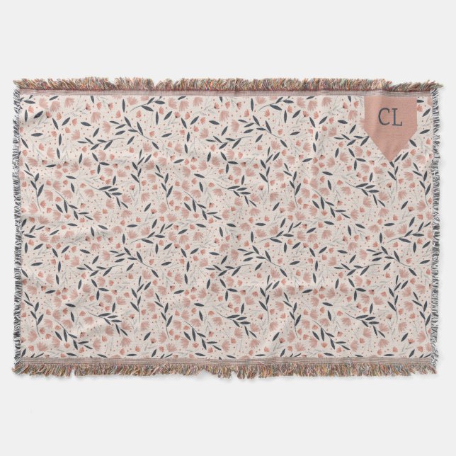 Rosa und blaue Blumen Rustikaler Kern Decke (Vorderseite)