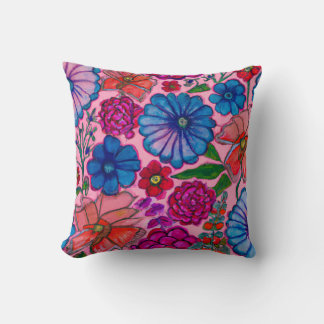 Rosa und blaue Blumenmuster Kissen