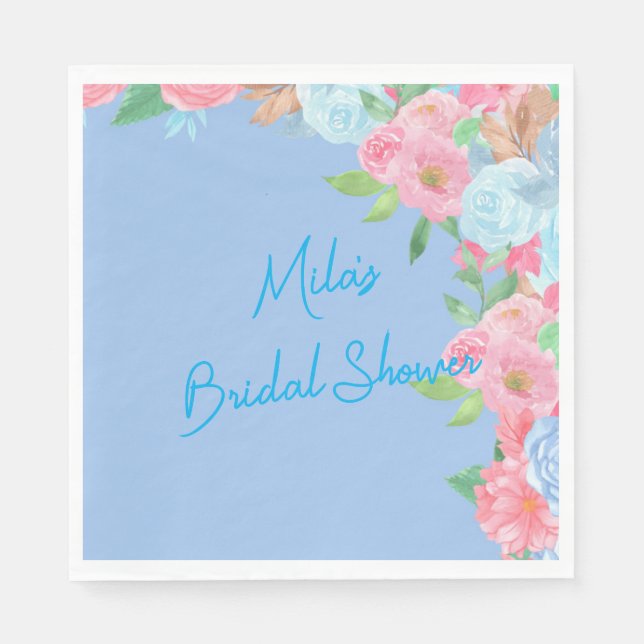 rosa und blaue Blumenmuster Serviette (Vorderseite)