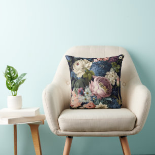 Rosa und blaue Blumenwirbelkissen Kissen