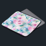 Rosa und blaue Blütenmuster Laptopschutzhülle<br><div class="desc">Moderne pastellrosa und blaue Aquarellfarben Blume Collage Muster.</div>