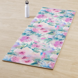 Rosa und blaue Blütenmuster Yogamatte