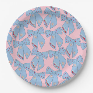 Rosa und blaue Bogen Pappteller
