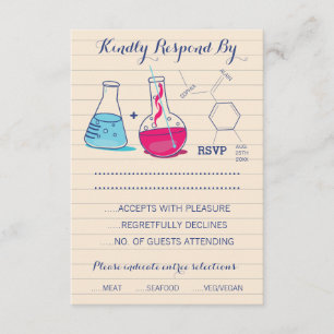 Rosa und blaue Chemie-Hochzeits-Wartekarten RSVP Karte
