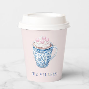 Rosa und blaue Chinoiserie Tasse Kakao Pappbecher