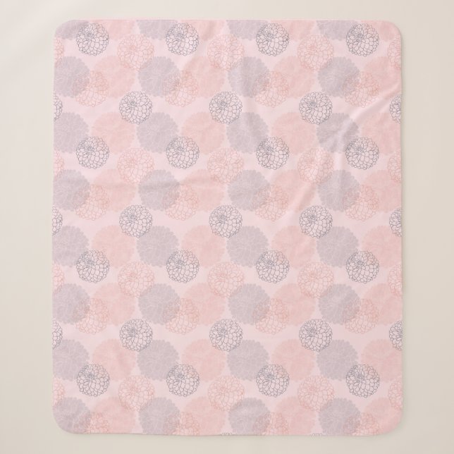 Rosa und blaue Dahlias Sherpa Blanket Sherpadecke (Vorderseite)
