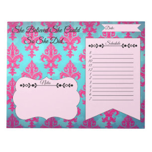 Rosa und blaue Damast-Notizblock  Notizblock