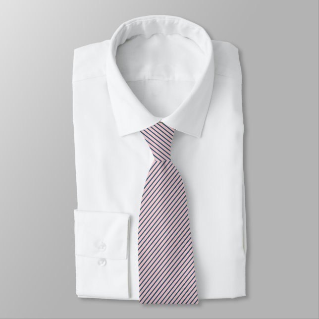 Rosa und blaue Diagonal Stripte Modernes Chic Must Krawatte (Gebunden)