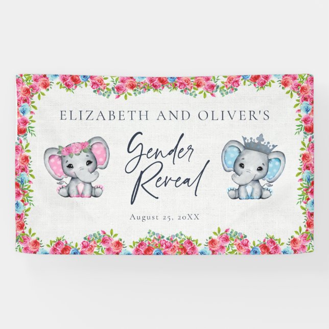 Rosa und blaue Elefanten-Rose Geschlechtsverkehr Banner (Horizontal)
