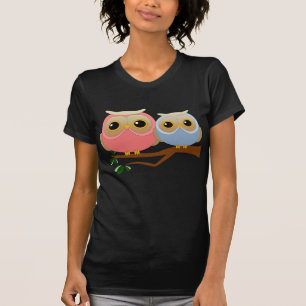 Rosa und blaue Eulen T-Shirt