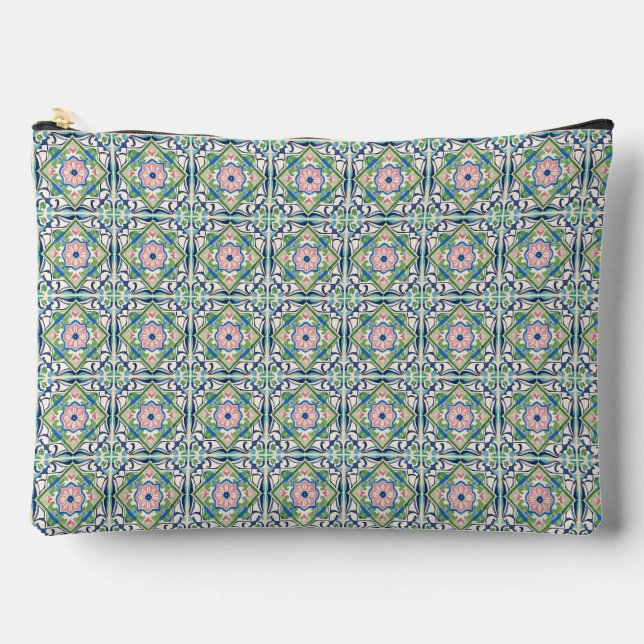 Rosa und blaue Fliesen Zubehörtasche (Vorderseite)