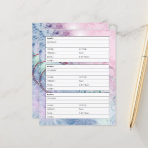 Rosa und blaue floral Adressbuchseite