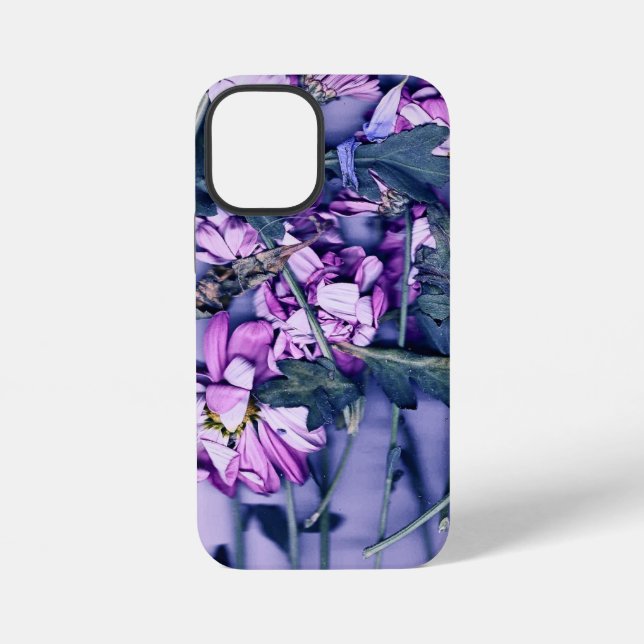 Rosa und blaue florale PopSocket iPhone 12 Mini Hülle (Rückseite)