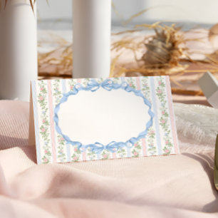 Rosa und blaue florale Schleife Baby Shower Platzkarte
