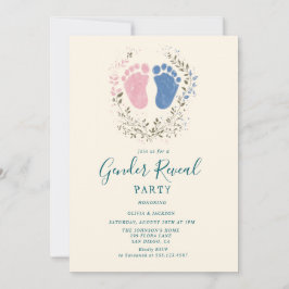 Rosa und blaue Fußstapfen Gender Reveal Party Einladung