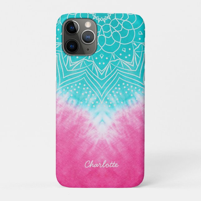 Rosa und blaue Gefärbte Krawatte mit Mandala Sway  Case-Mate iPhone Hülle (Rückseite)