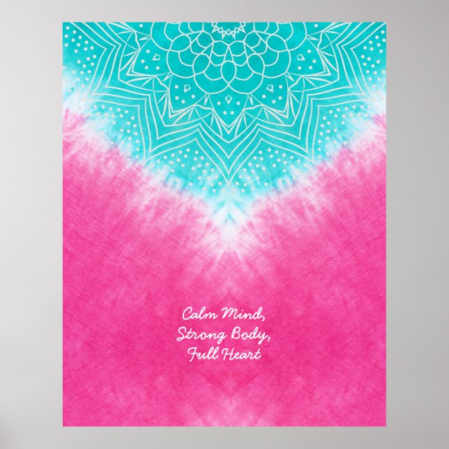 Rosa und blaue Gefärbte Krawatte mit Mandala Sway  Poster (Vorne)