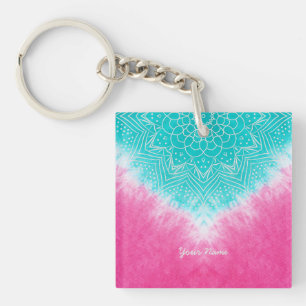 Rosa und blaue Gefärbte Krawatte mit Mandala Sway Schlüsselanhänger