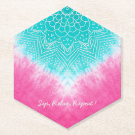 Rosa und blaue Gefärbte Krawatte mit Mandala Sway Untersetzer