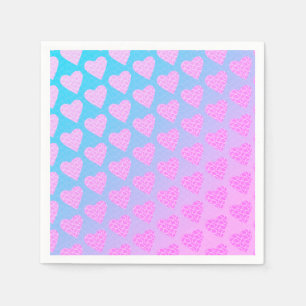 Rosa und Blaue Gekritzel Herzen Valentinstag Party Serviette