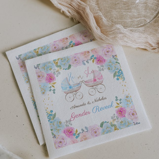 Rosa und blaue Gender-Dekoration Serviette (Von Creator hochgeladen)