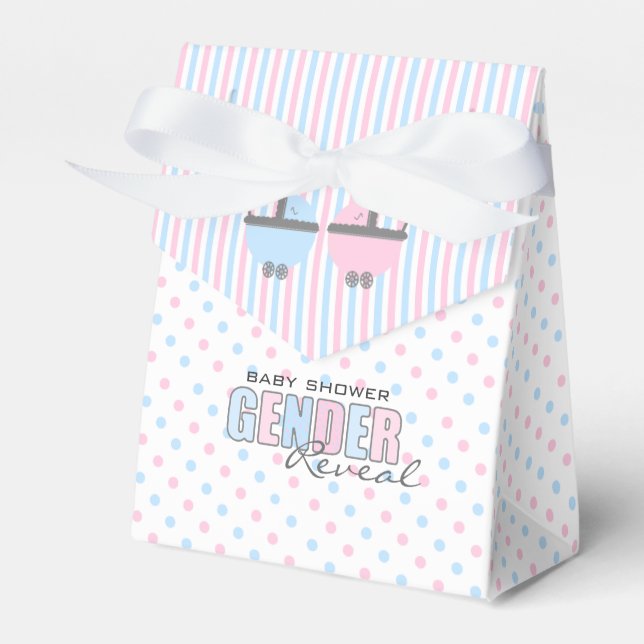 Rosa und blaue Gender-Reveal-Baby-Dusche Geschenkschachtel (Vorderseite)