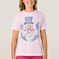 Rosa und blaue Grandmillennialer Schneemann