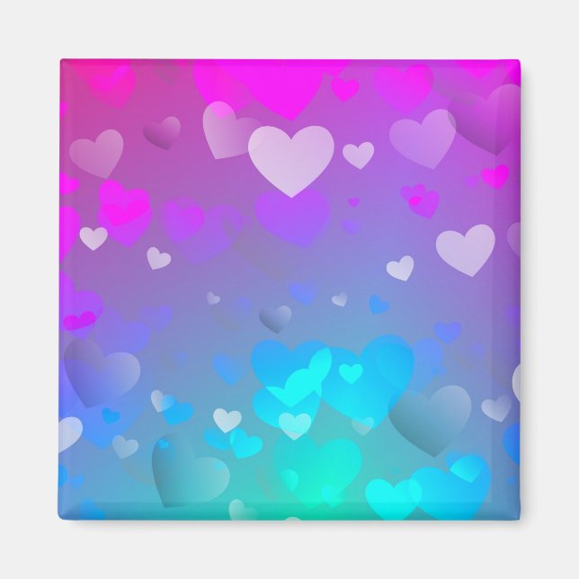 Rosa und blaue Herzen Magnet (Vorne)
