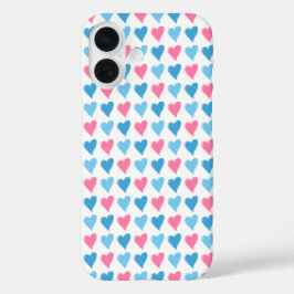 Rosa und blaue Herzen Valentine iPhone 16 Hülle
